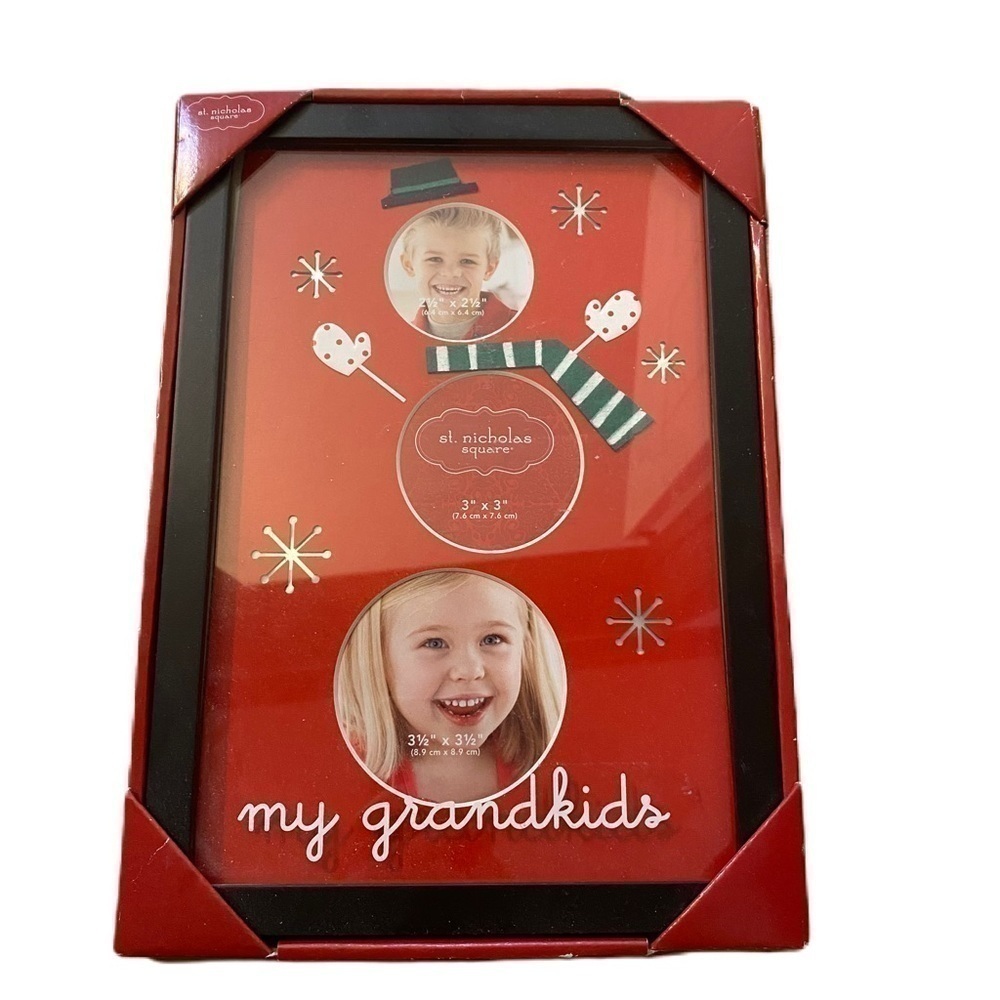 St. Nicholas Square My Grandkids Christmas Picture Frame NEW Glass Black
